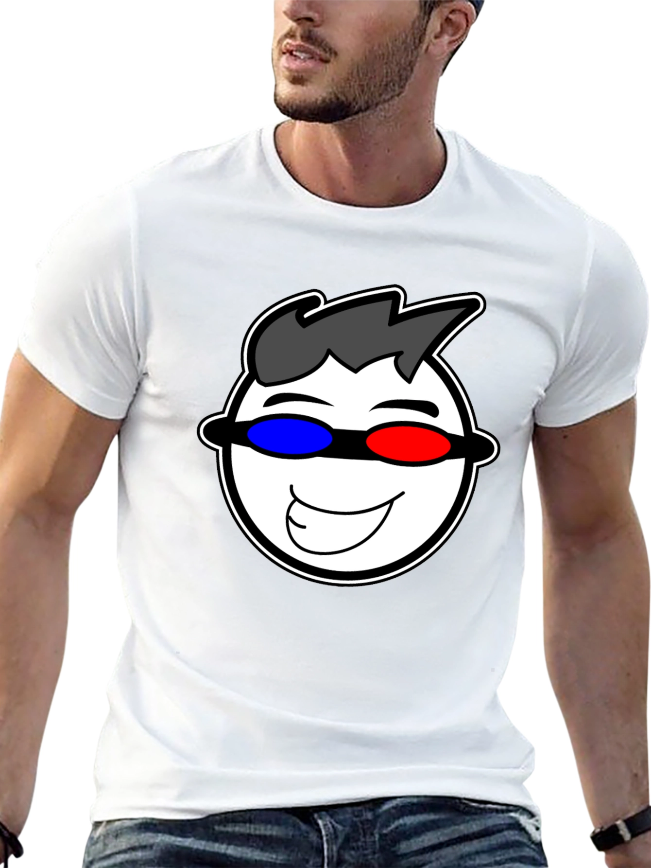 Cool Graphic Tee: 3D Glasses Smiley Face