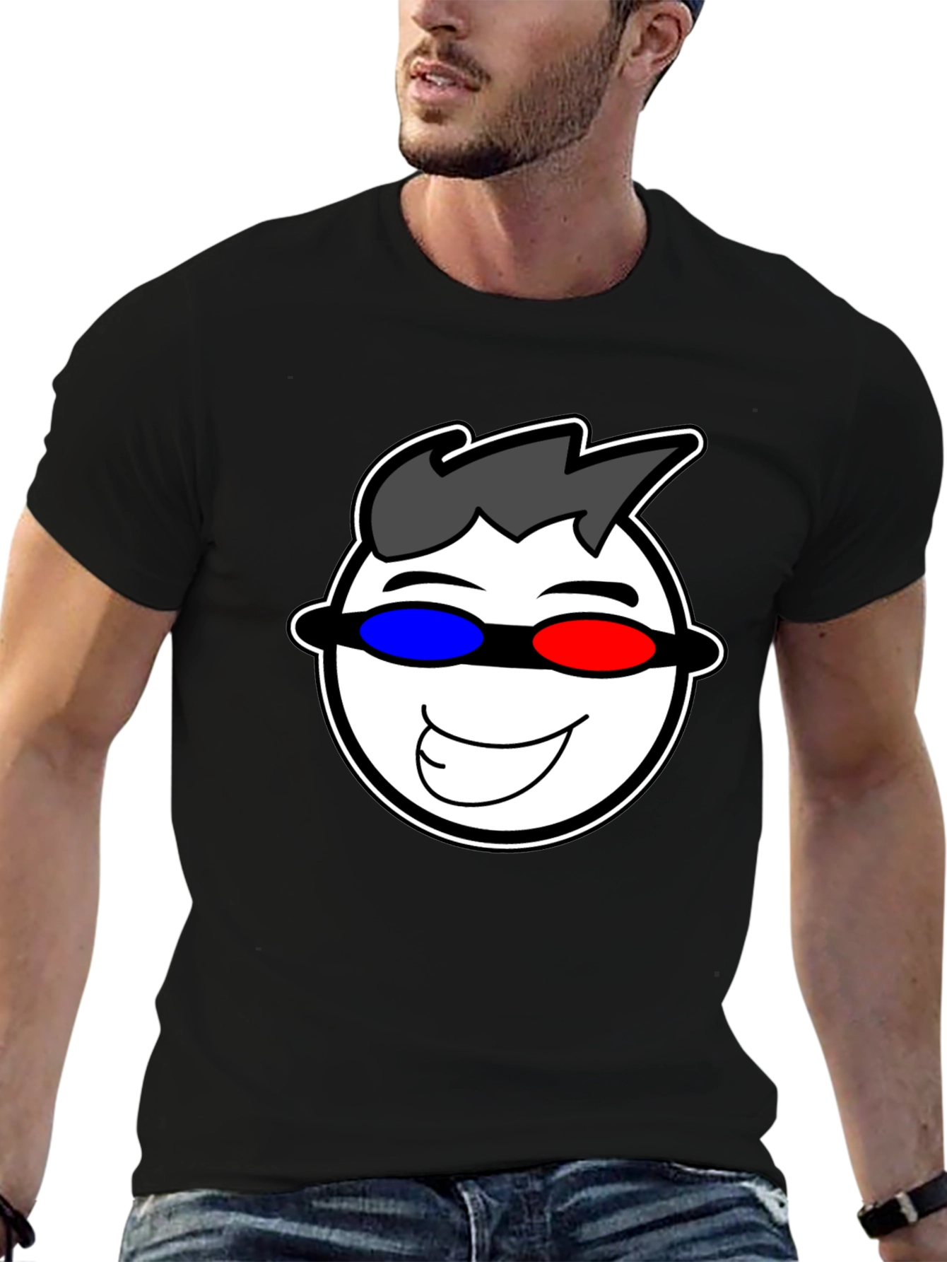 Cool Graphic Tee: 3D Glasses Smiley Face