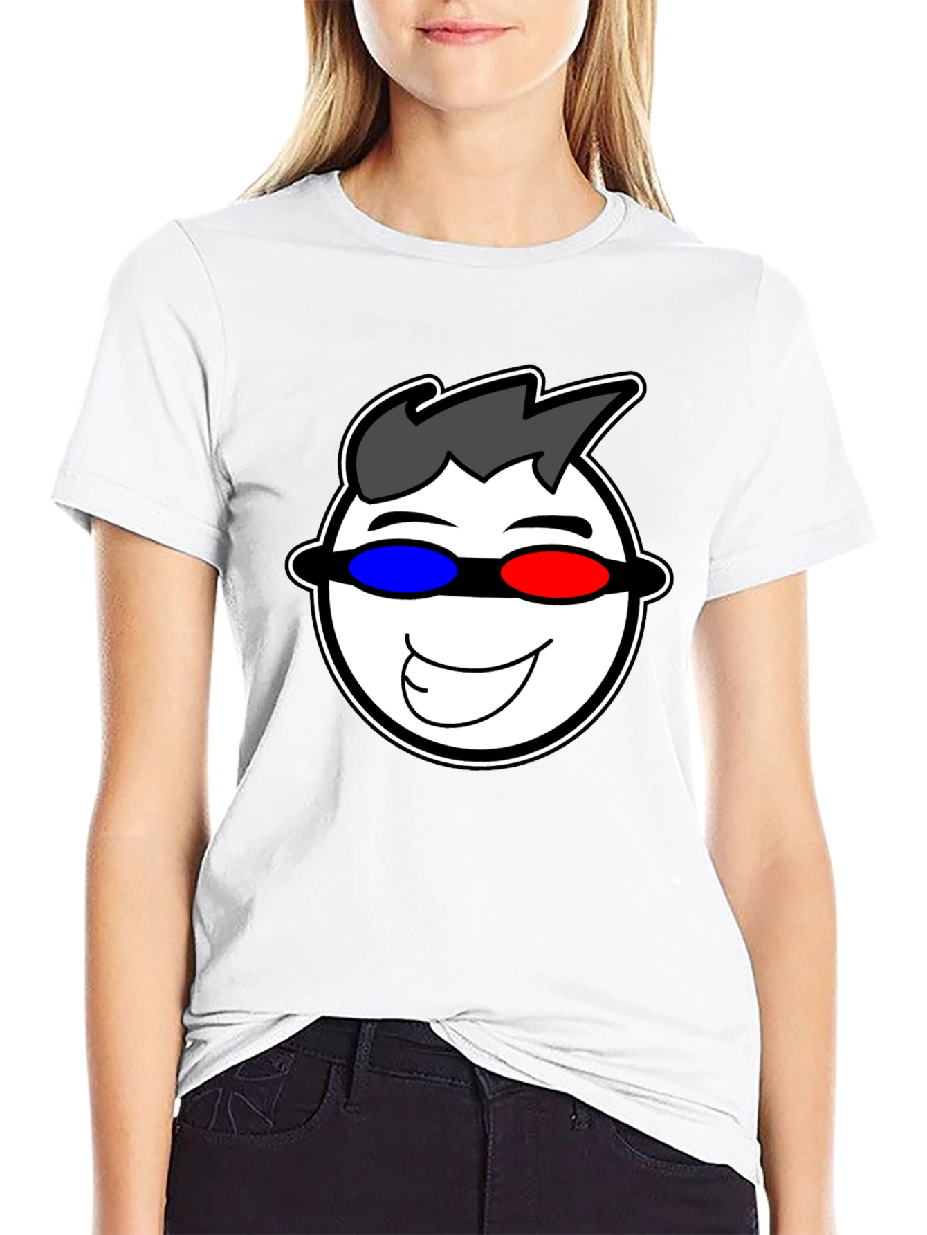 Cool Graphic Tee: 3D Glasses Smiley Face