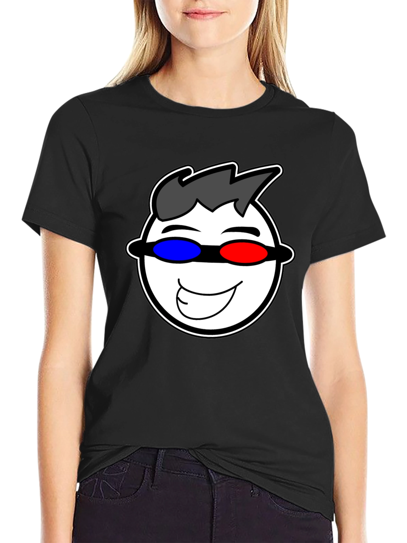 Cool Graphic Tee: 3D Glasses Smiley Face