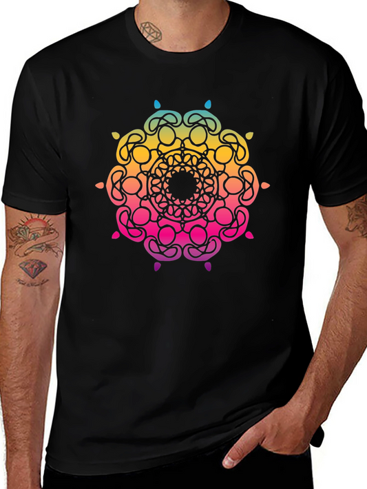 Vibrant Mandala Graphic Tee - Stylish Black T-Shirt