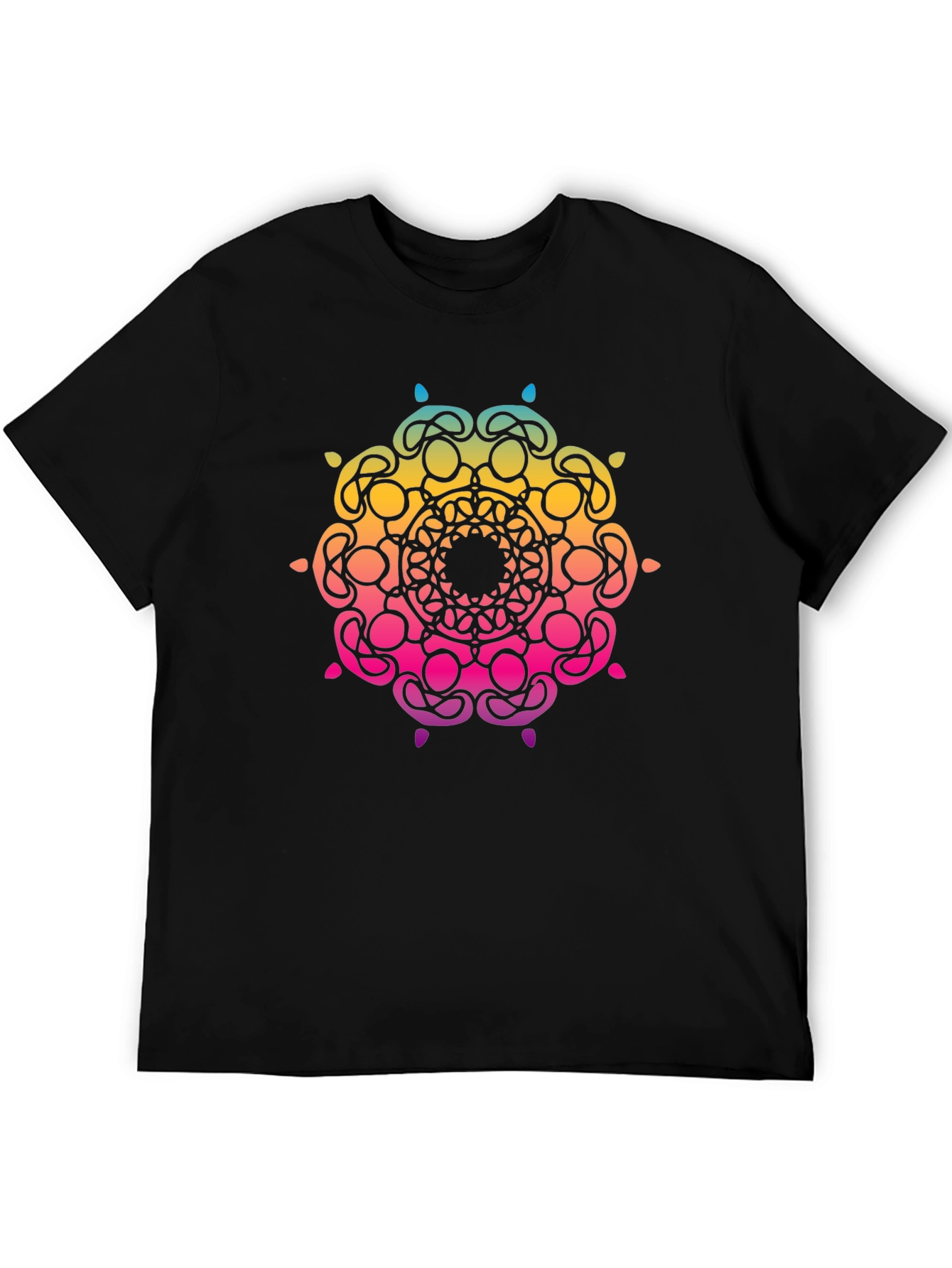 Vibrant Mandala Graphic Tee - Stylish Black T-Shirt