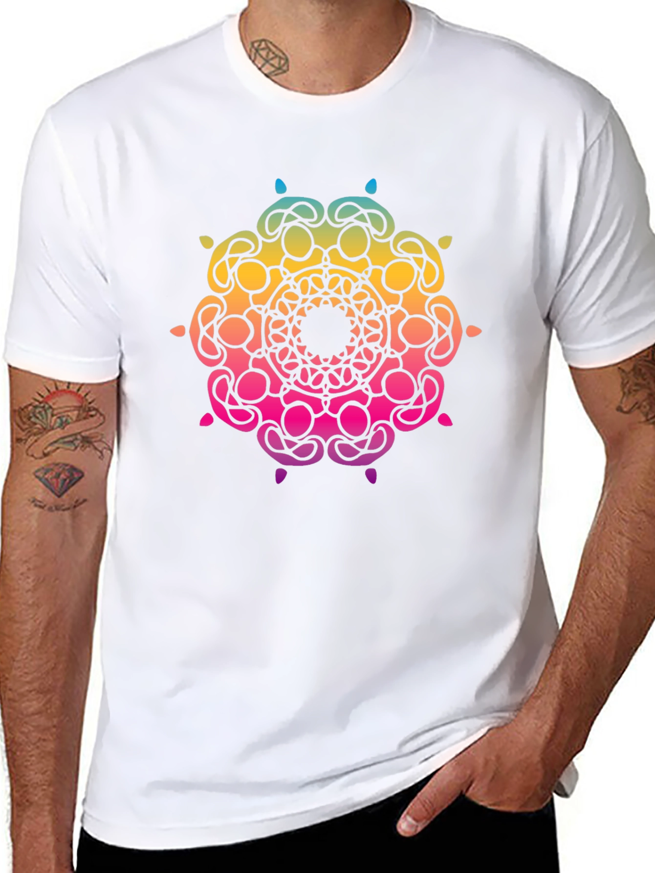 Vibrant Mandala Graphic Tee - Stylish Black T-Shirt