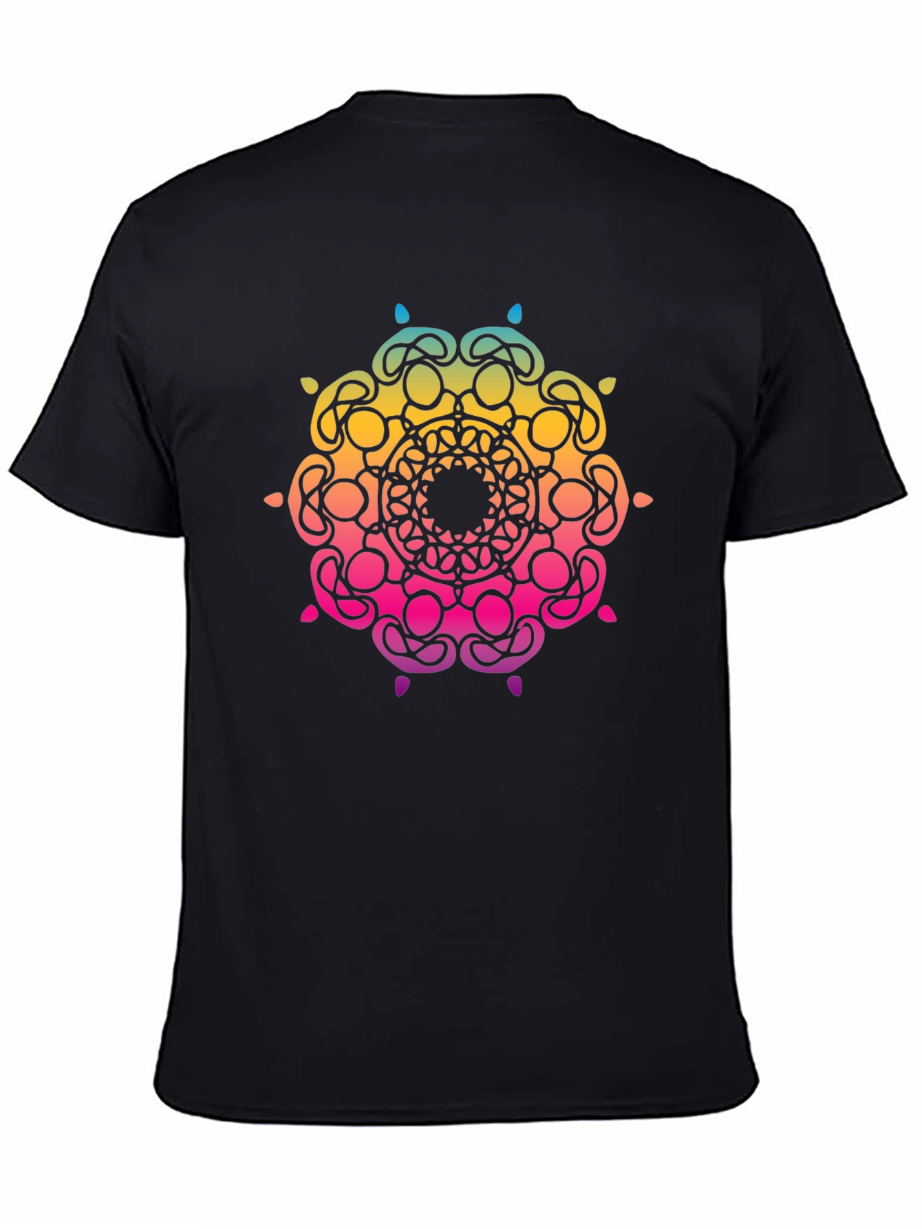 Vibrant Mandala Graphic Tee - Stylish Black T-Shirt