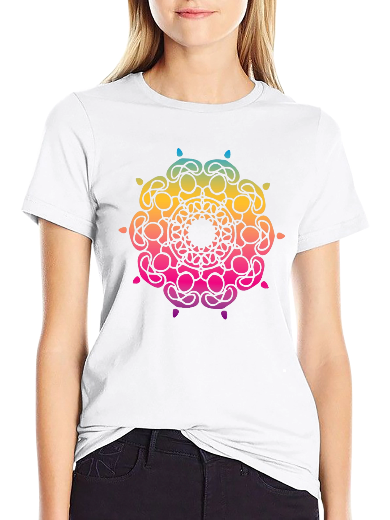 Vibrant Mandala Graphic Tee - Stylish Black T-Shirt