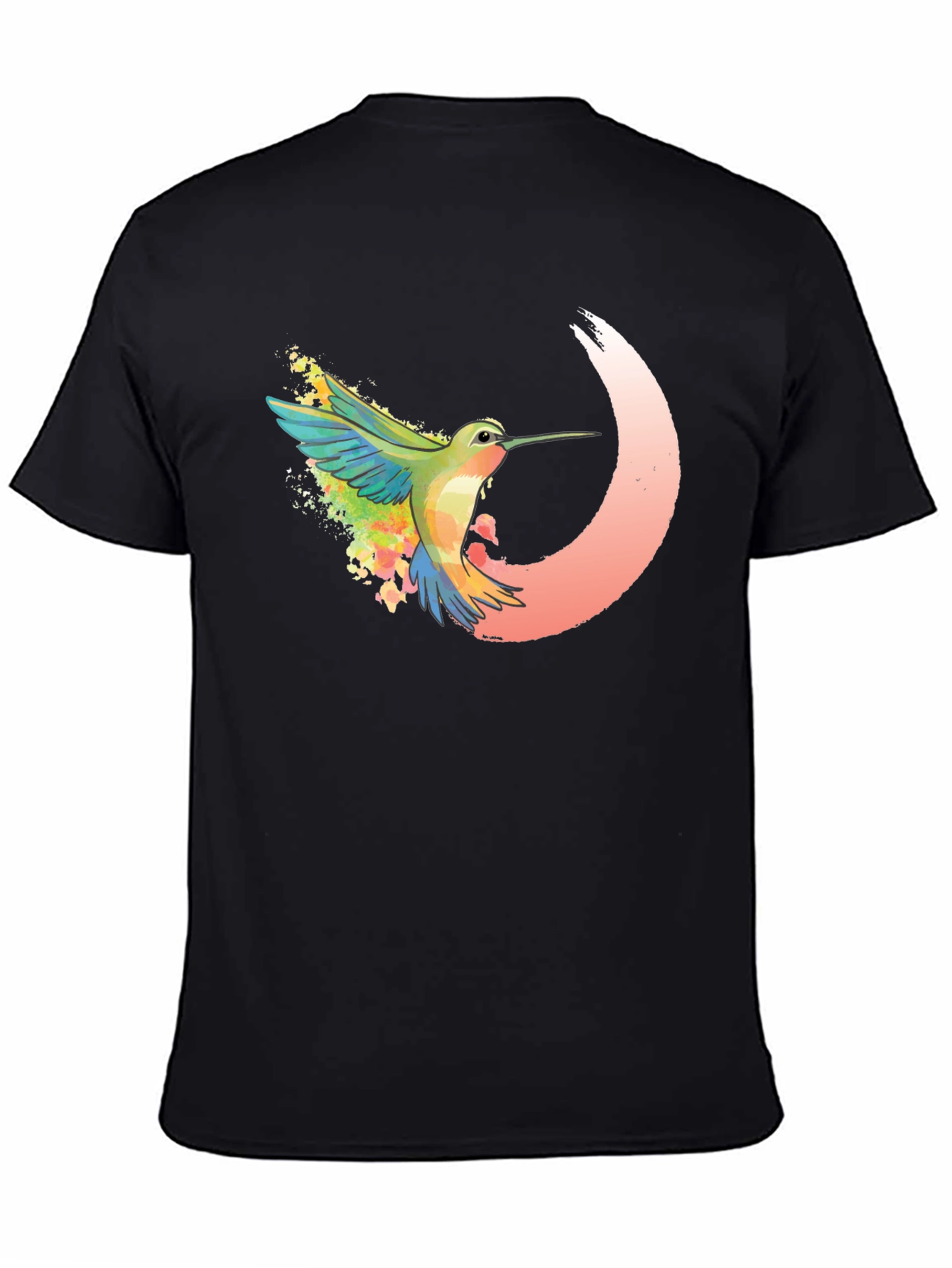 Hummingbird Graphic Tee - Black Cotton Blend Shirt