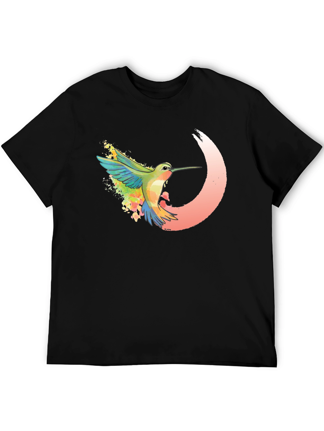 Hummingbird Graphic Tee - Black Cotton Blend Shirt