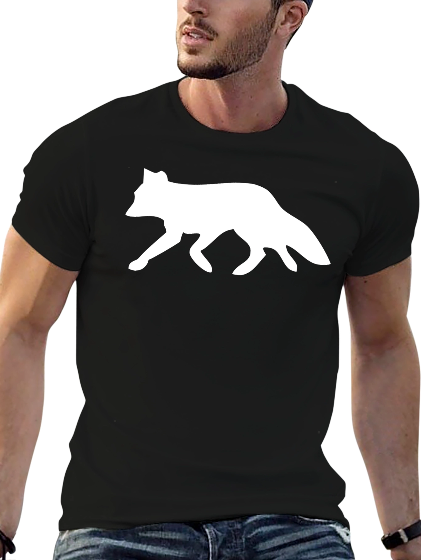 Fox Silhouette Graphic T-Shirt - Black