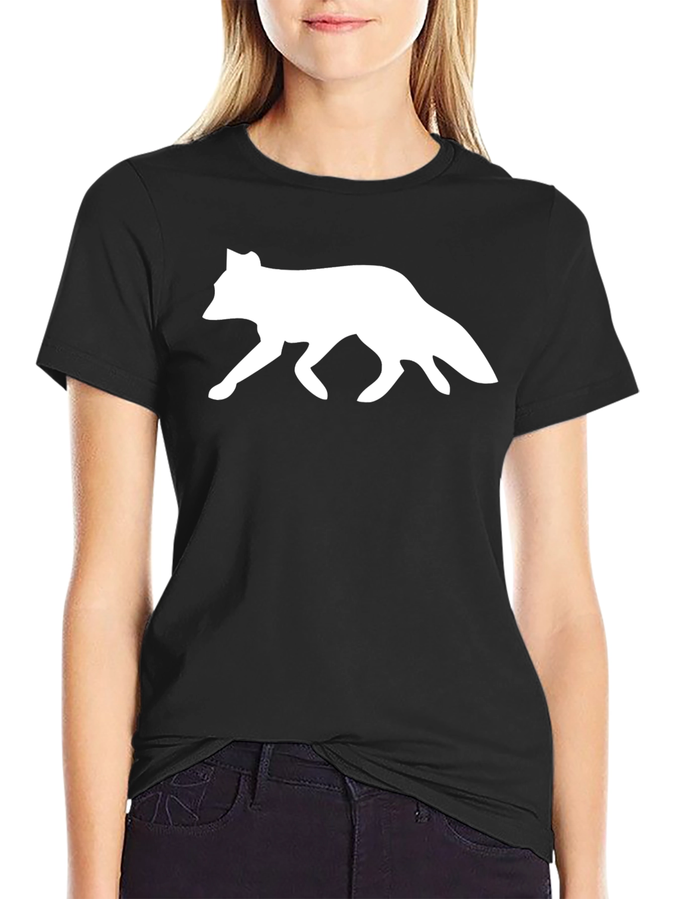 Fox Silhouette Graphic T-Shirt - Black
