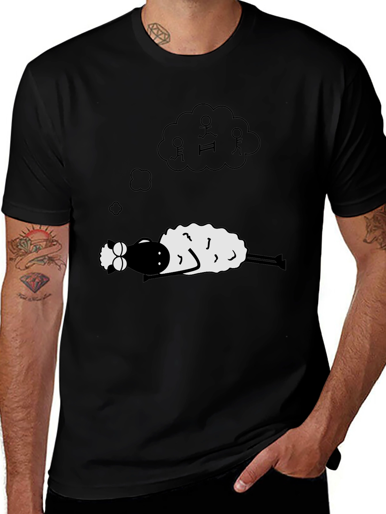 Dreaming Sheep Graphic Tee - Black Cotton Comfort