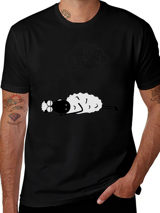 Dreaming Sheep Graphic Tee - Black Cotton Comfort