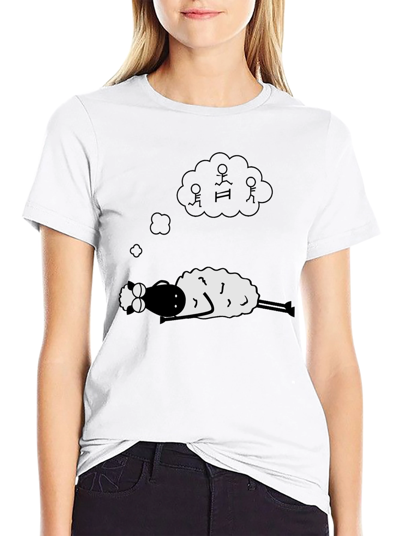Dreaming Sheep Graphic Tee - Black Cotton Comfort