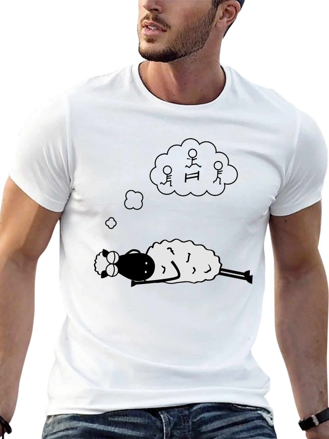 Dreaming Sheep Graphic Tee - Black Cotton Comfort