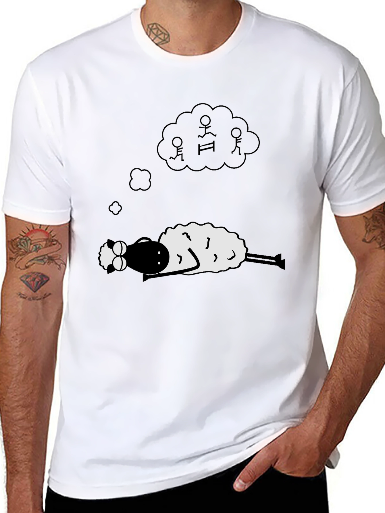 Dreaming Sheep Graphic Tee - Black Cotton Comfort