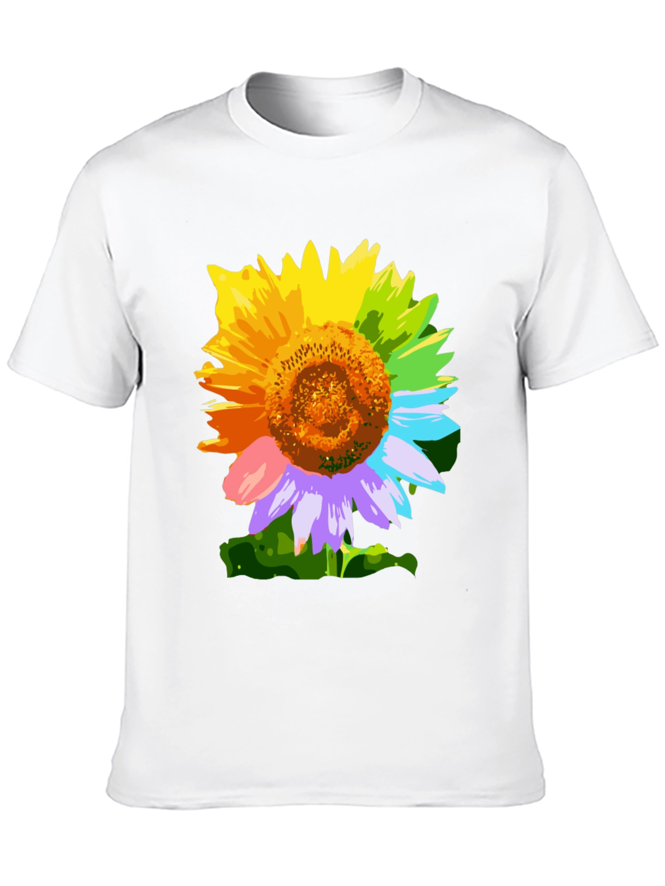 Rainbow Sunflower Graphic Tee - Stylish Mens T-Shirt