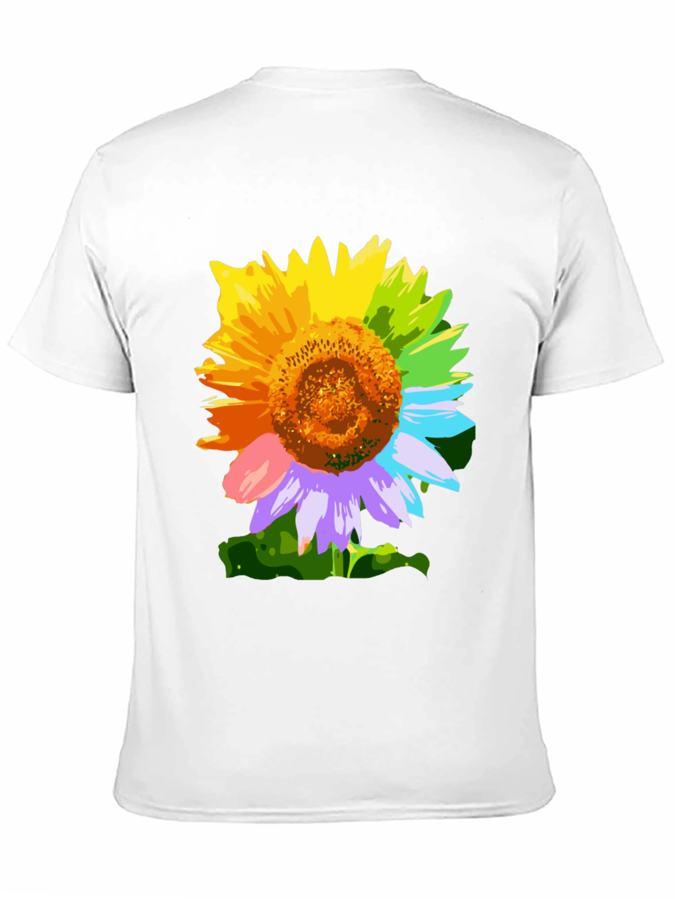 Rainbow Sunflower Graphic Tee - Stylish Mens T-Shirt