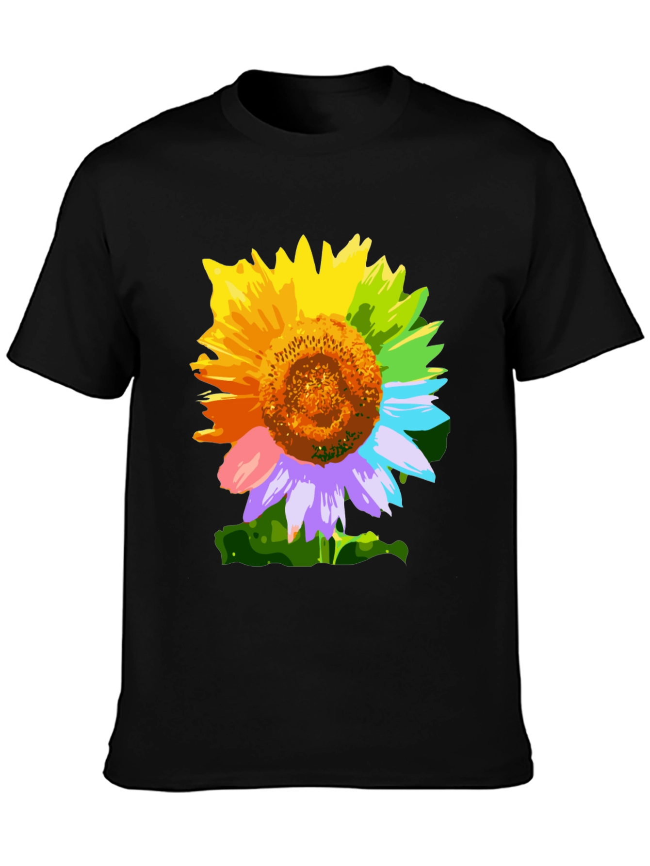 Rainbow Sunflower Graphic Tee - Stylish Mens T-Shirt