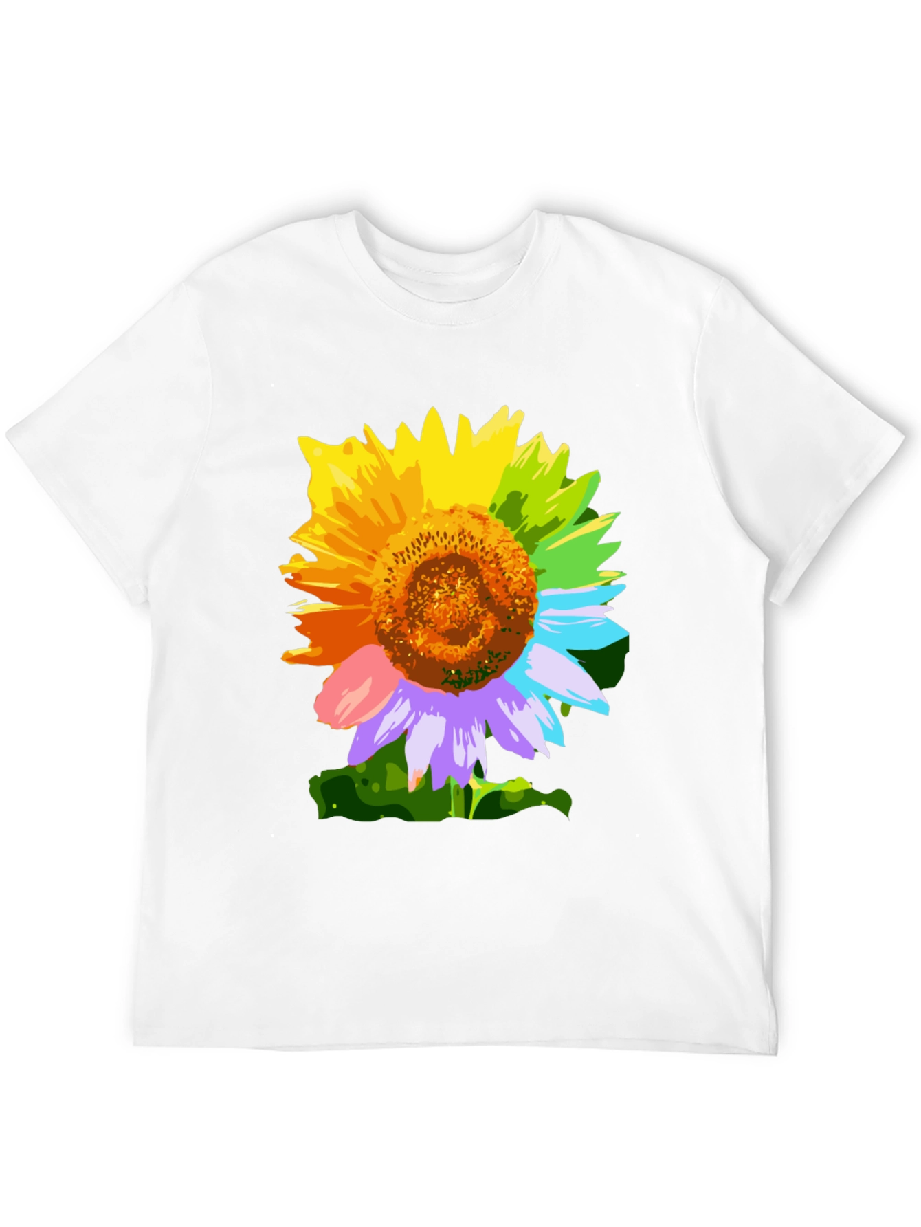 Rainbow Sunflower Graphic Tee - Stylish Mens T-Shirt