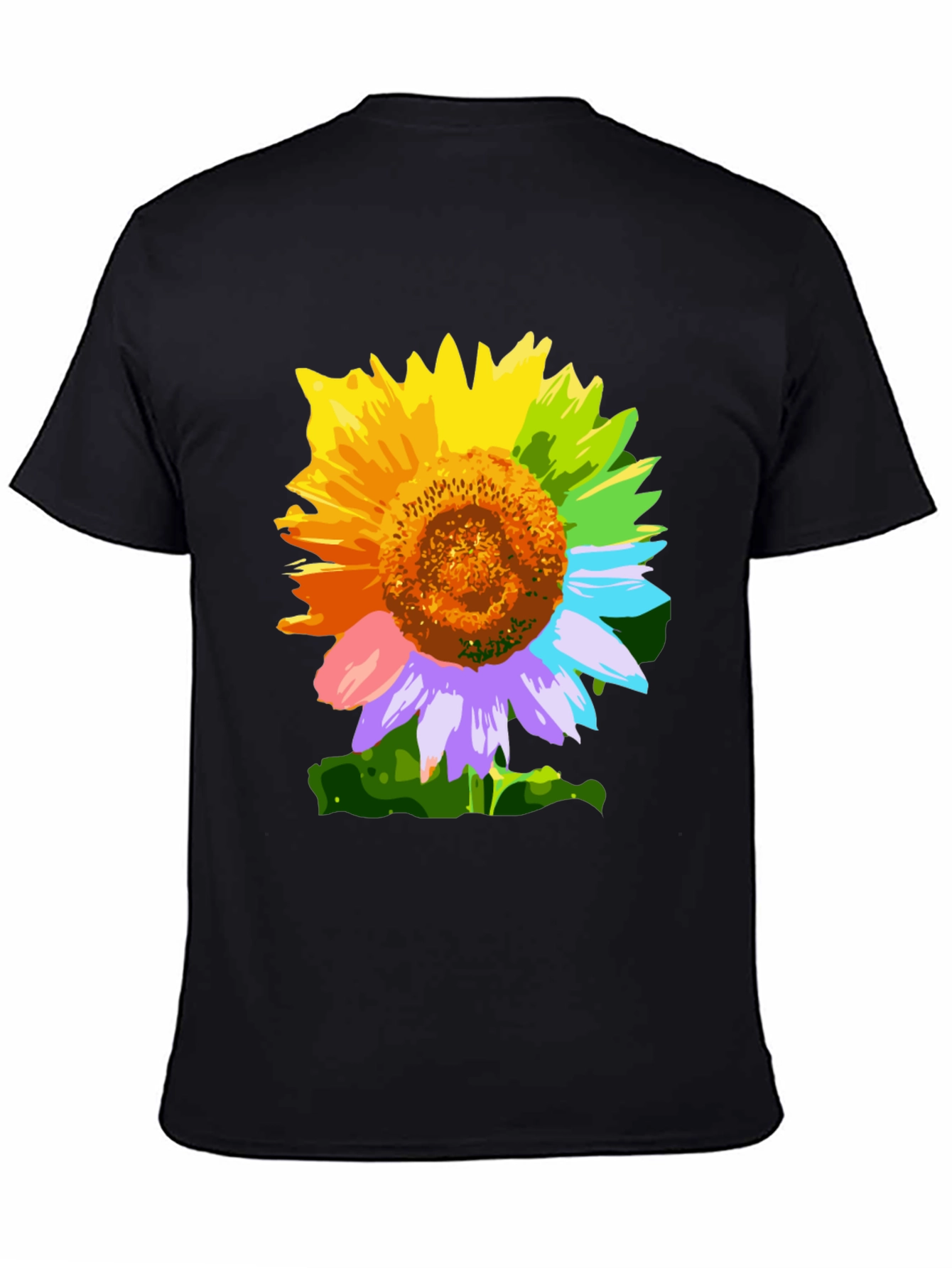 Rainbow Sunflower Graphic Tee - Stylish Mens T-Shirt