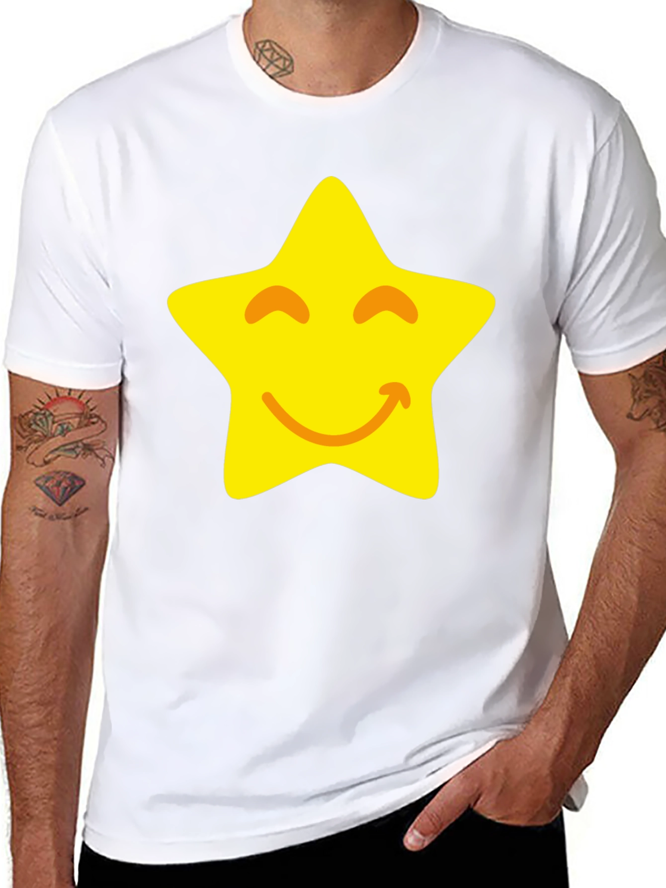 Smiling Star Graphic Black T-Shirt