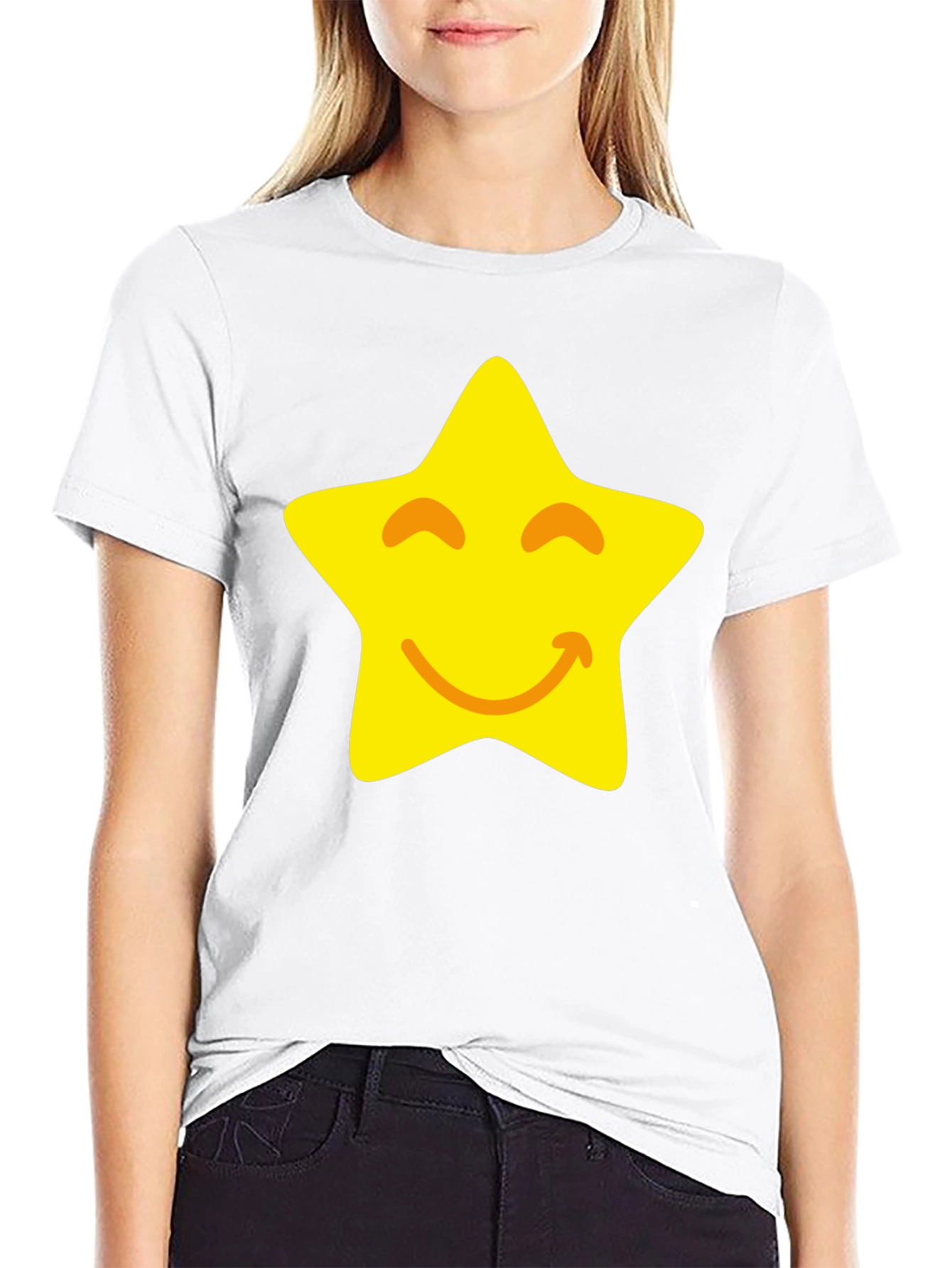 Smiling Star Graphic Black T-Shirt