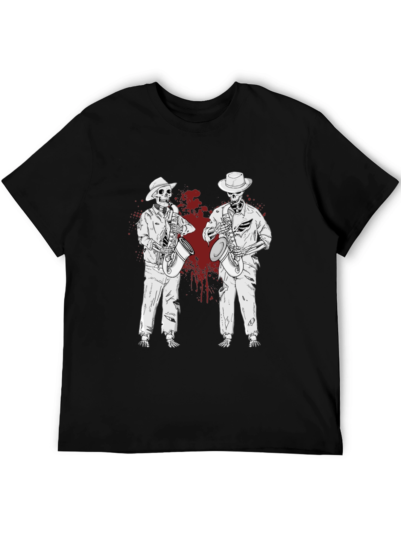 Skeleton Jazz Band Graphic T-Shirt - Unique & Stylish