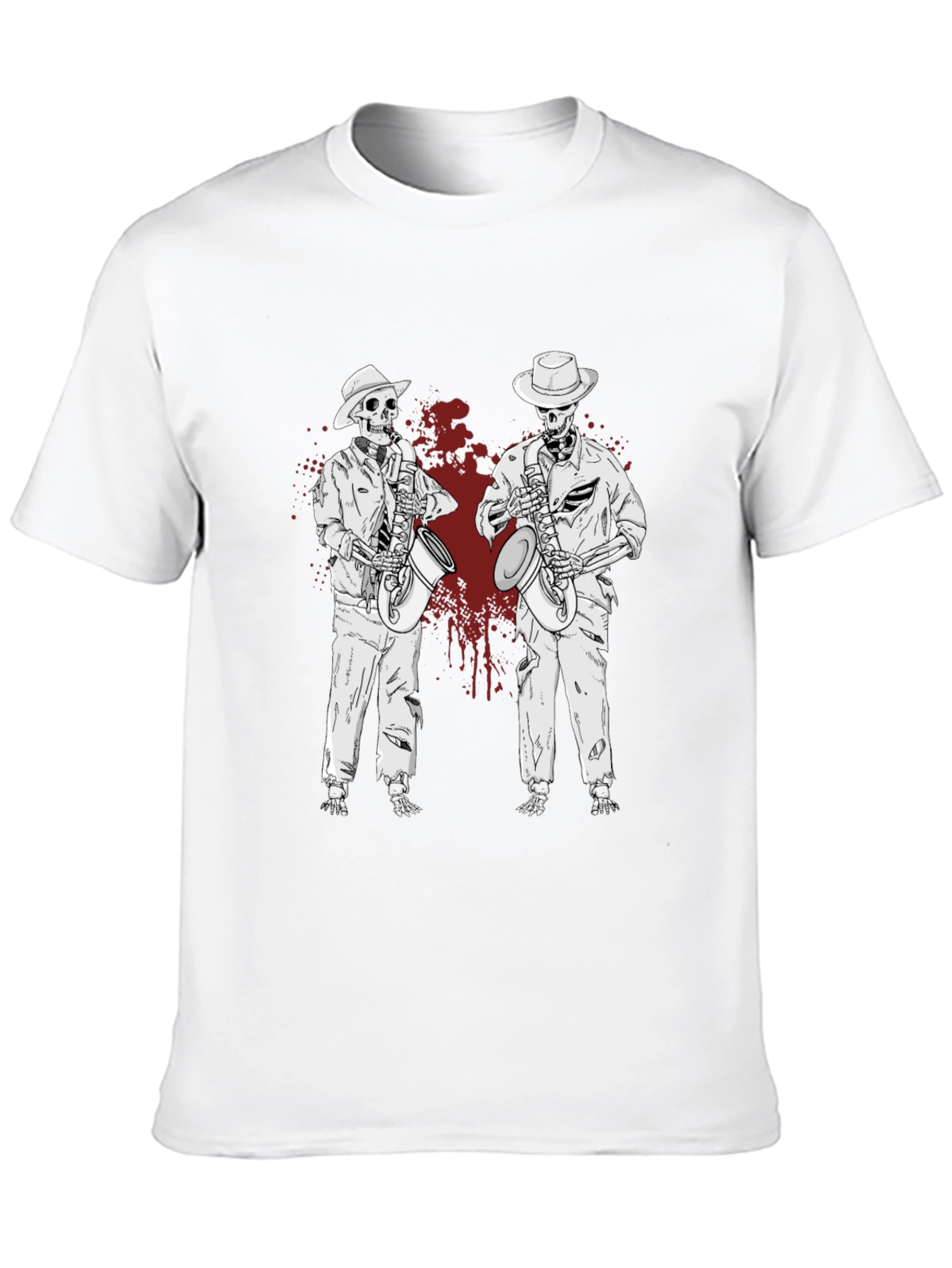 Skeleton Jazz Band Graphic T-Shirt - Unique & Stylish