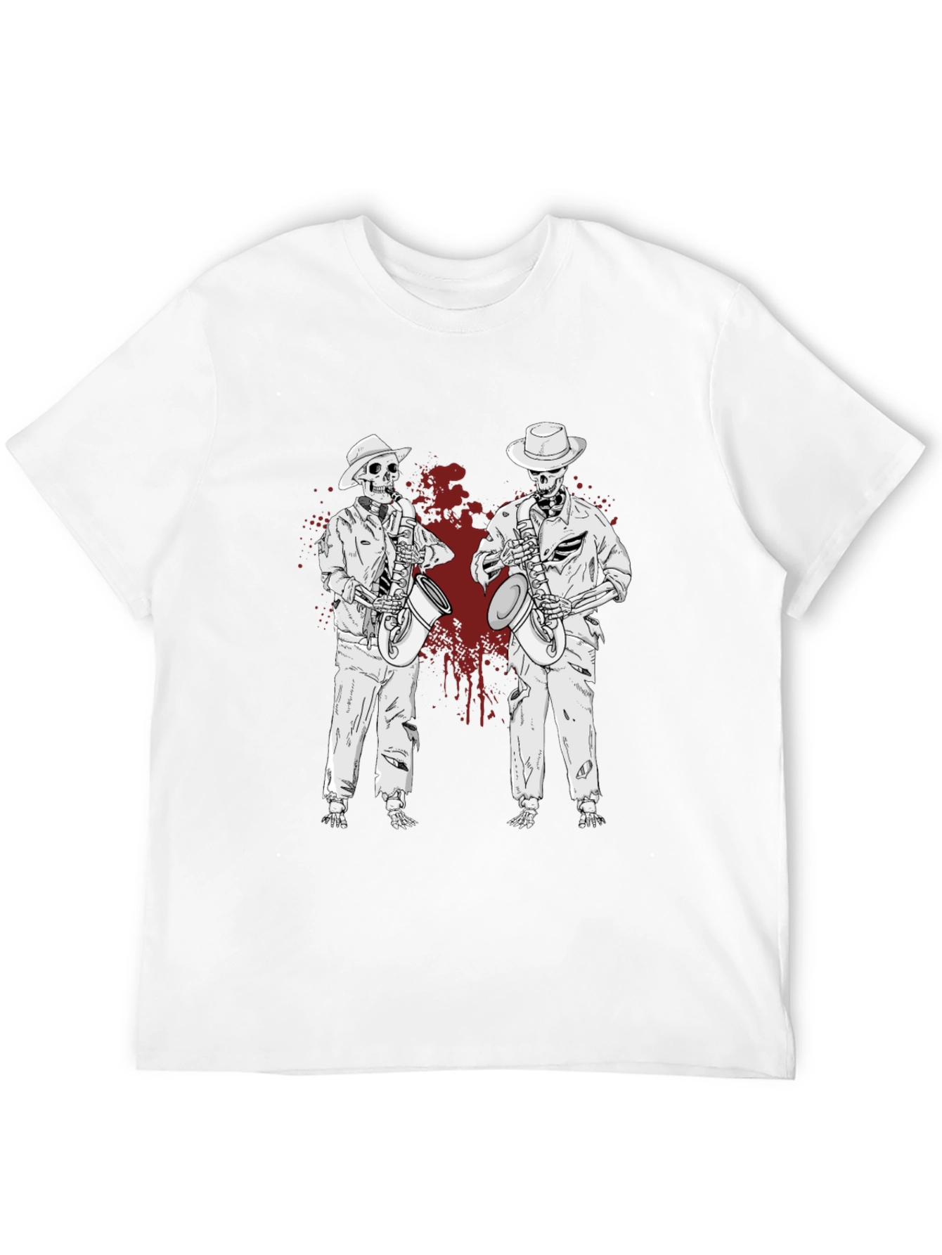 Skeleton Jazz Band Graphic T-Shirt - Unique & Stylish