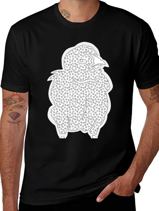 Abstract Bird Print T-Shirt - Black