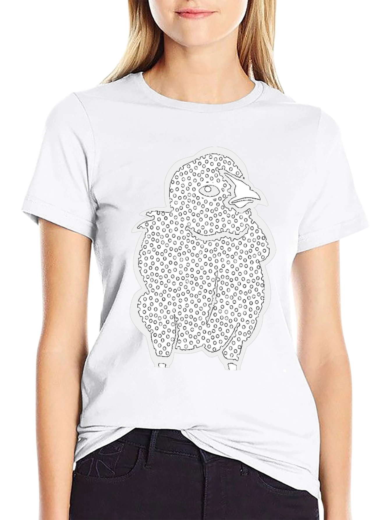 Abstract Bird Print T-Shirt - Black
