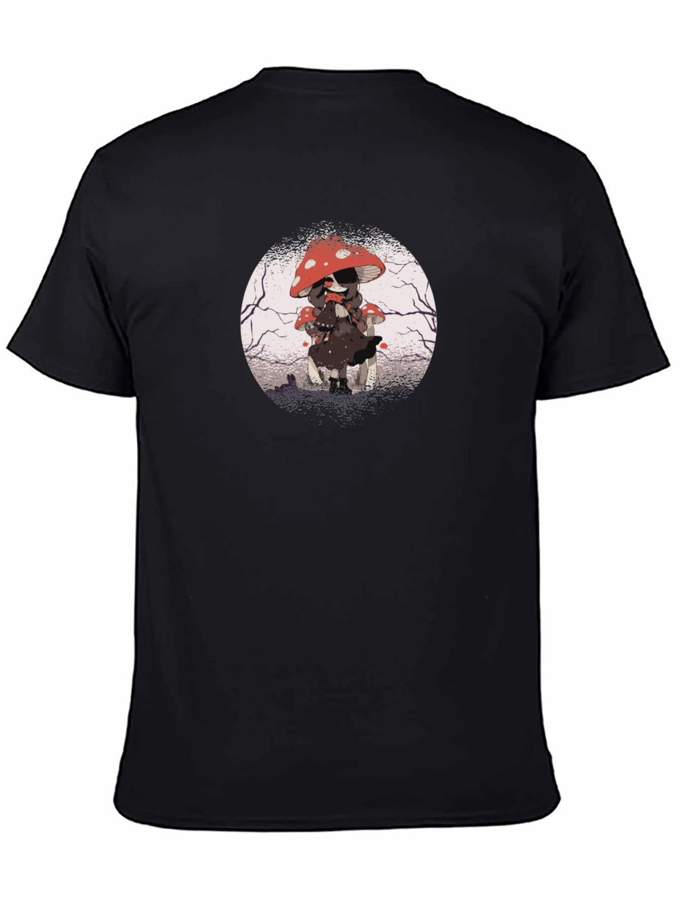 Mushroom Girl Graphic Tee - Dark Anime Style
