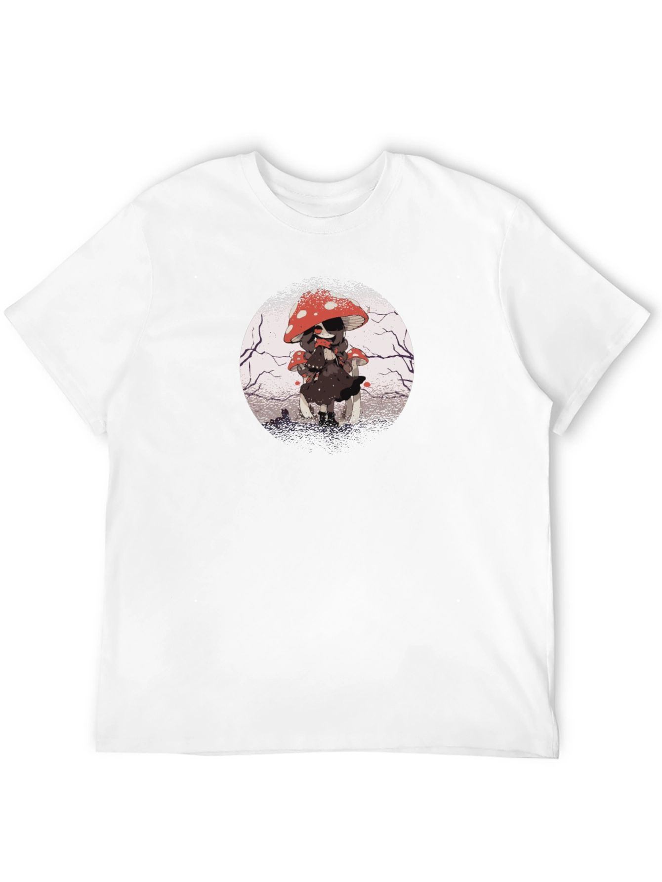 Mushroom Girl Graphic Tee - Dark Anime Style