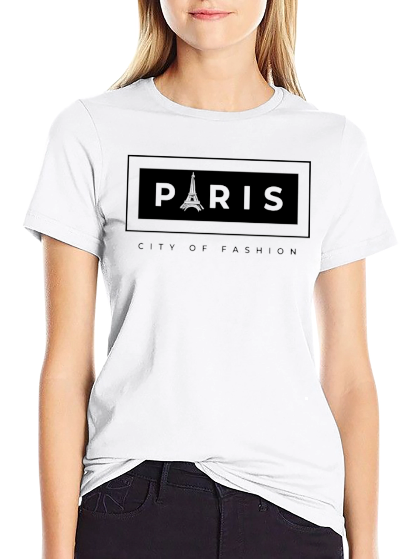 Paris Eiffel Tower Black Graphic T-Shirt