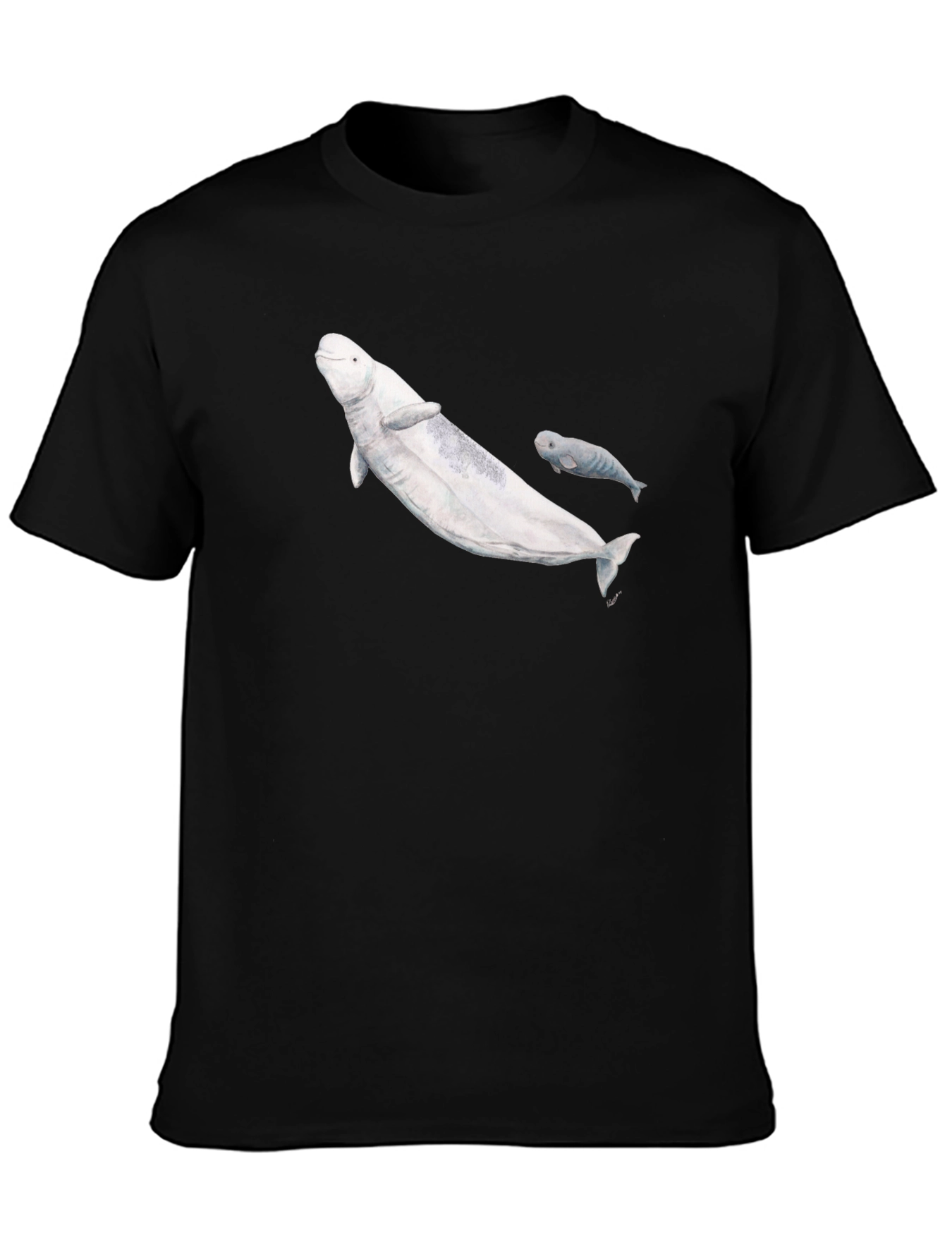 Beluga Whale Graphic T-Shirt - Black