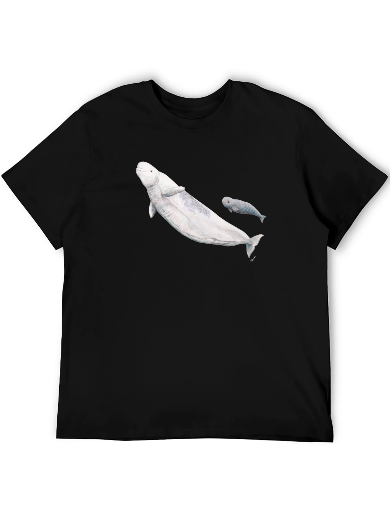 Beluga Whale Graphic T-Shirt - Black