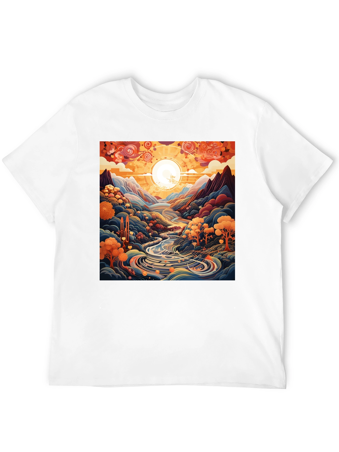 Artistic River Landscape Graphic Tee