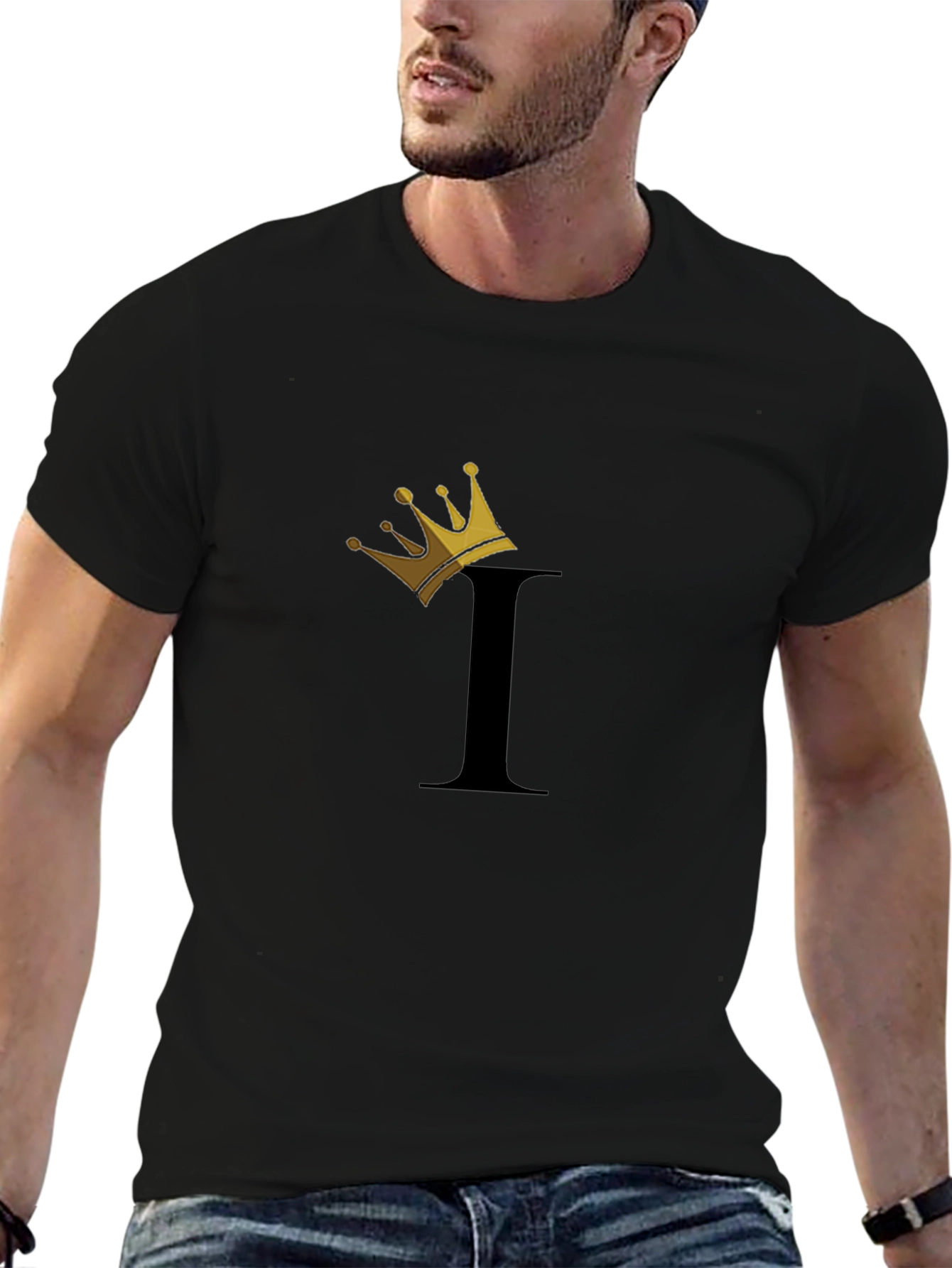 King Initial I Graphic Black T-Shirt