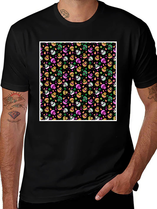 Skull Pattern T-Shirt - Bold Graphic Tee