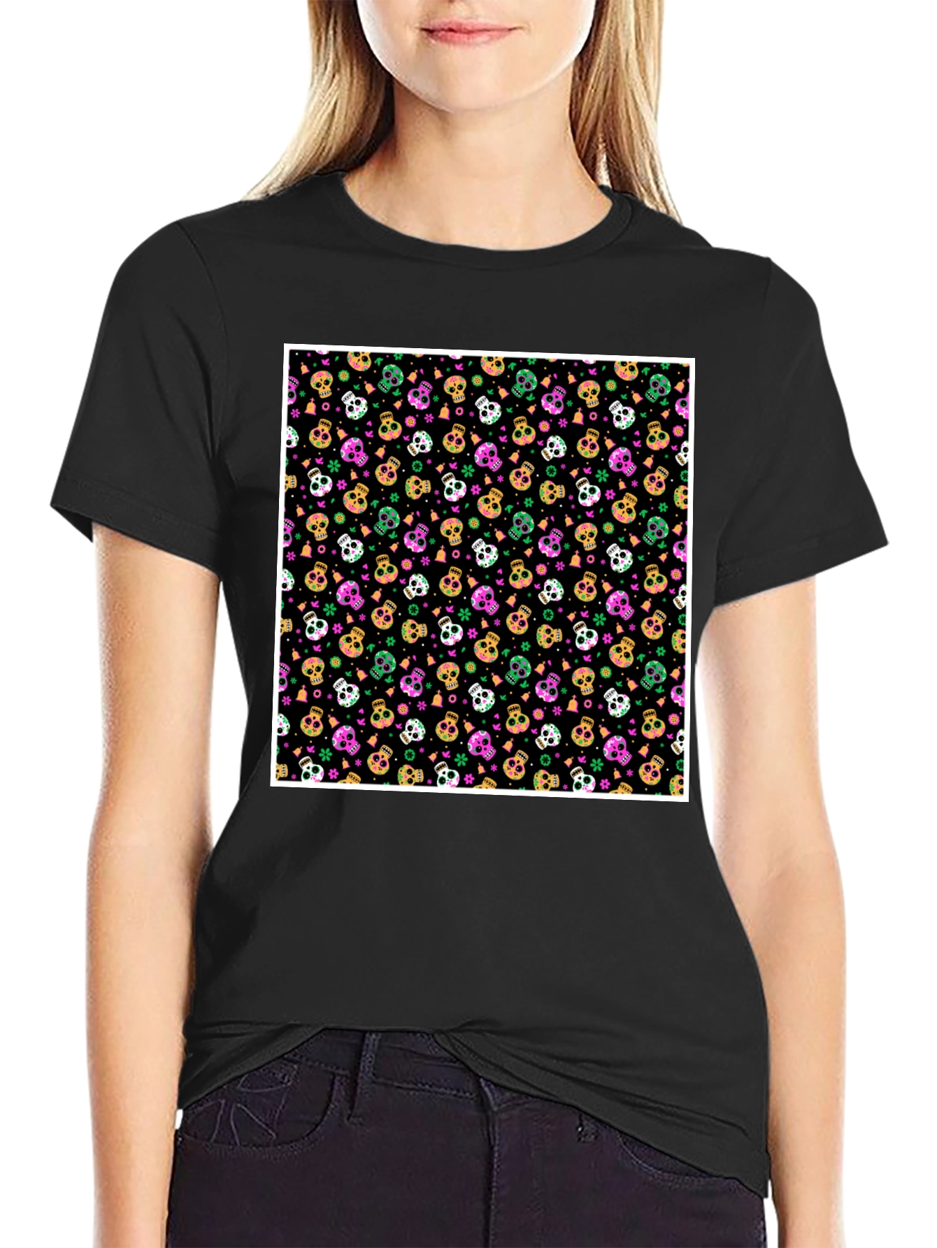 Skull Pattern T-Shirt - Bold Graphic Tee