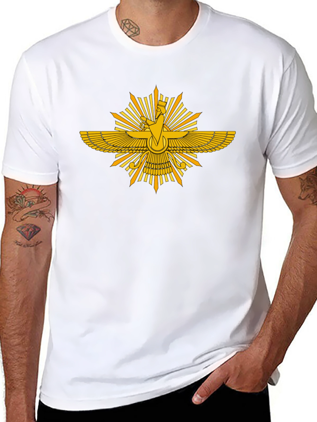 Zoroastrian Faravahar Symbol Black T-Shirt