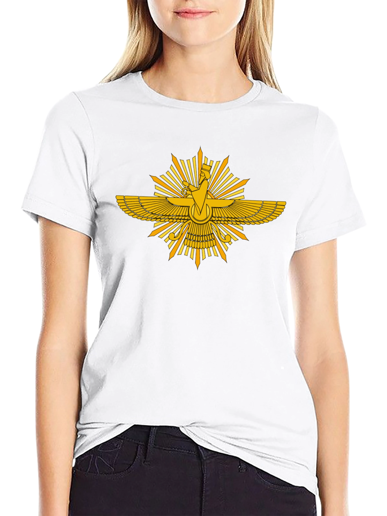 Zoroastrian Faravahar Symbol Black T-Shirt