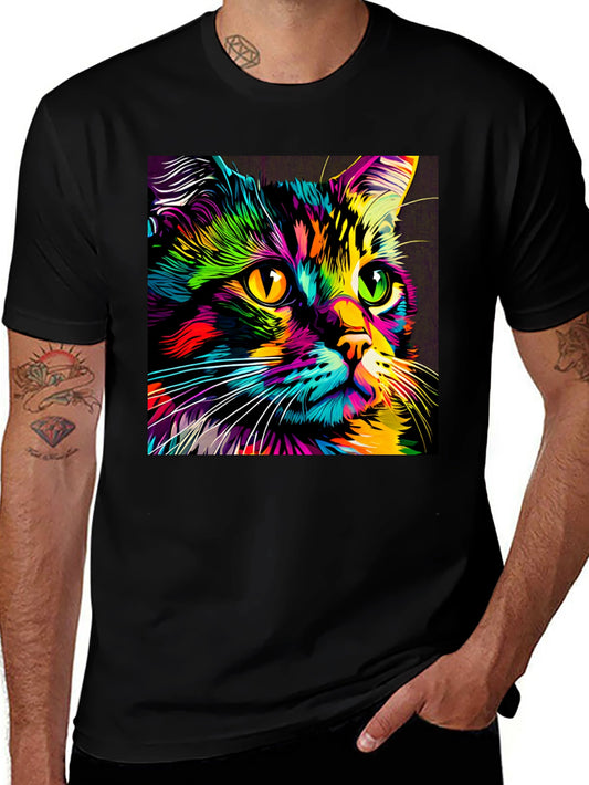 Colorful Cat Portrait T-Shirt