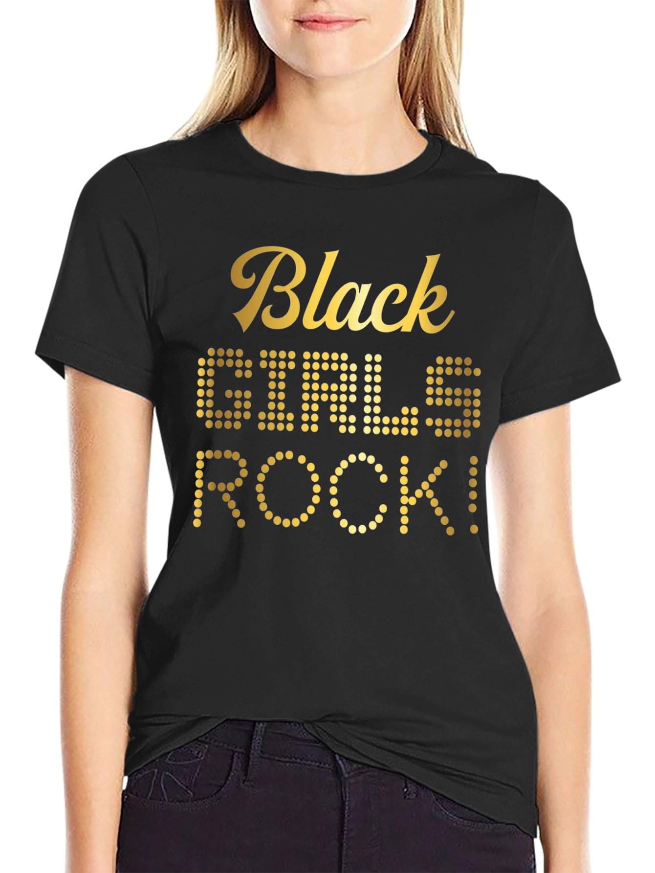 Black Girls Rock T-Shirt - Gold Text