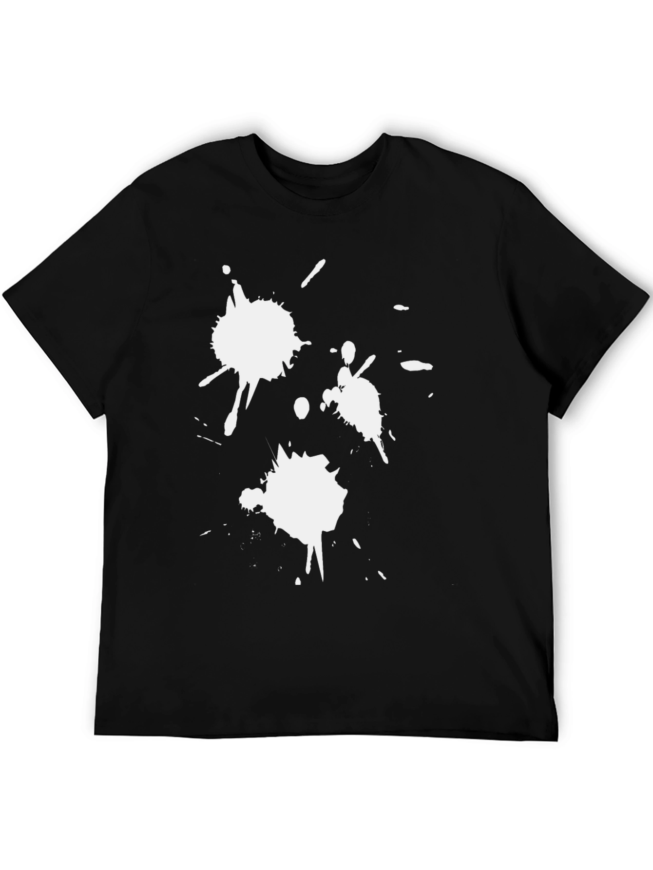 Black T-Shirt with White Paint Splatter Design
