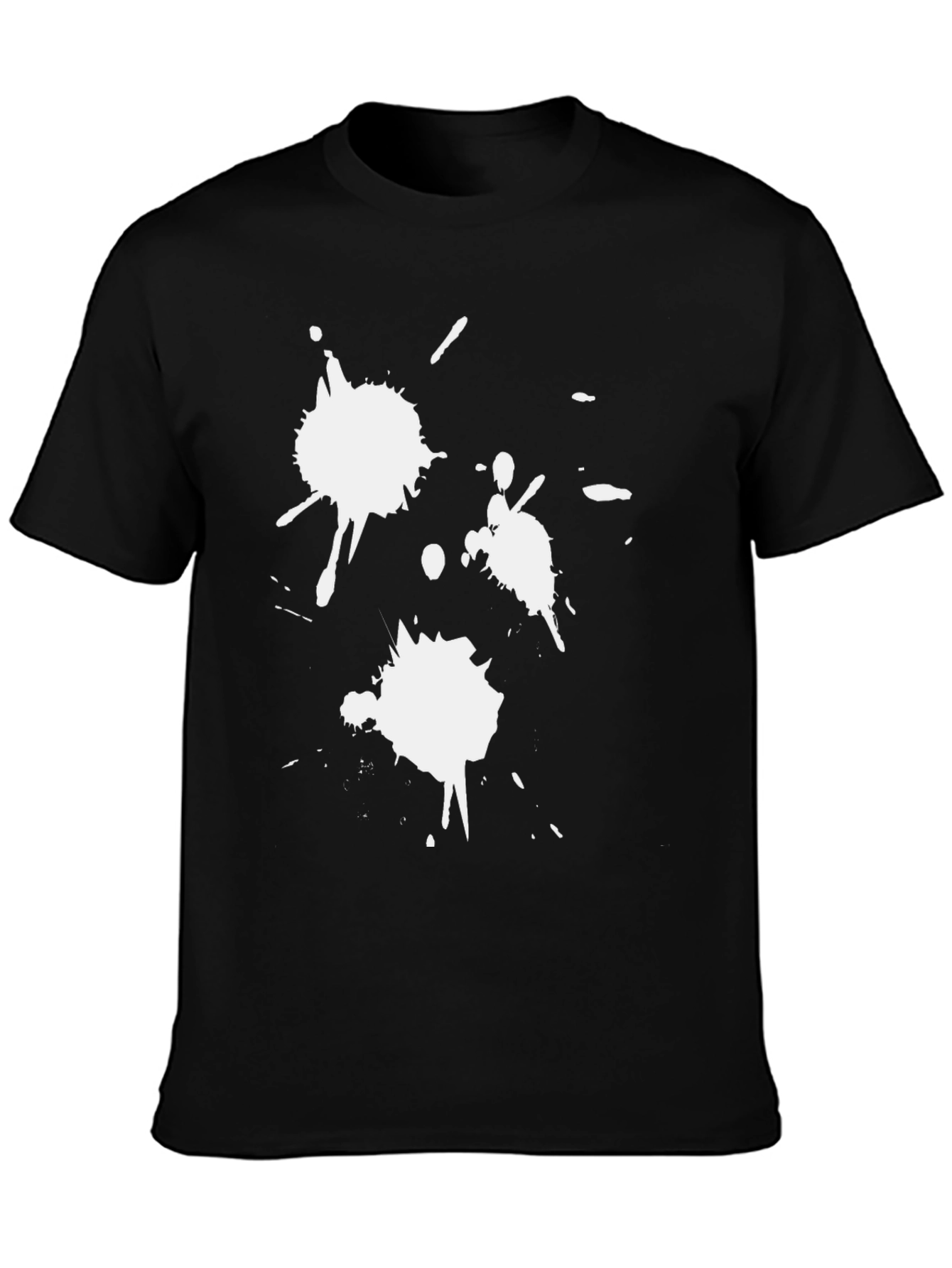 Black T-Shirt with White Paint Splatter Design