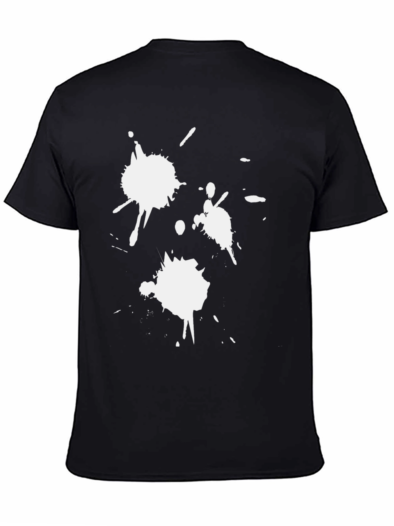 Black T-Shirt with White Paint Splatter Design