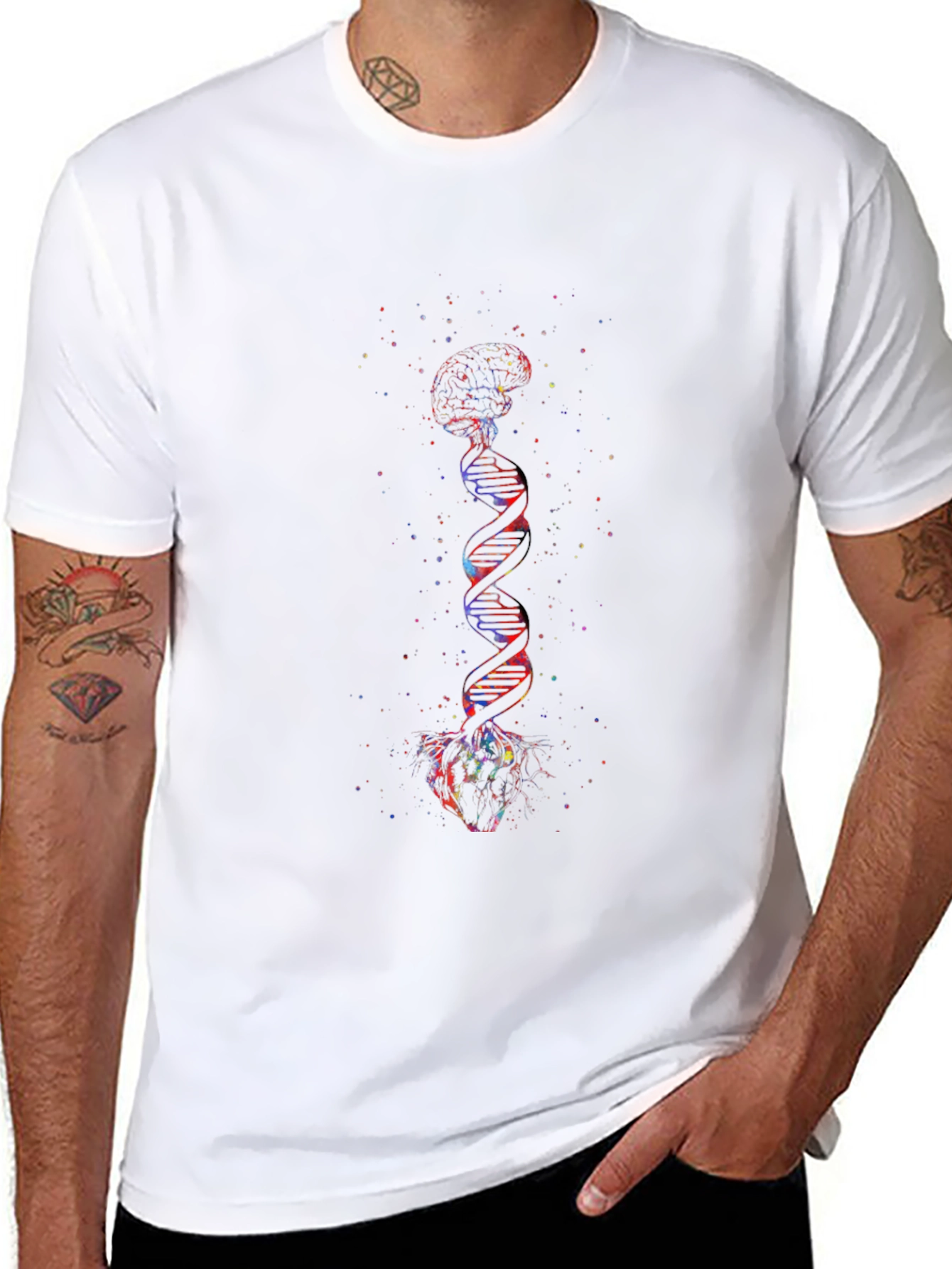 Brain DNA Heart Graphic T-Shirt