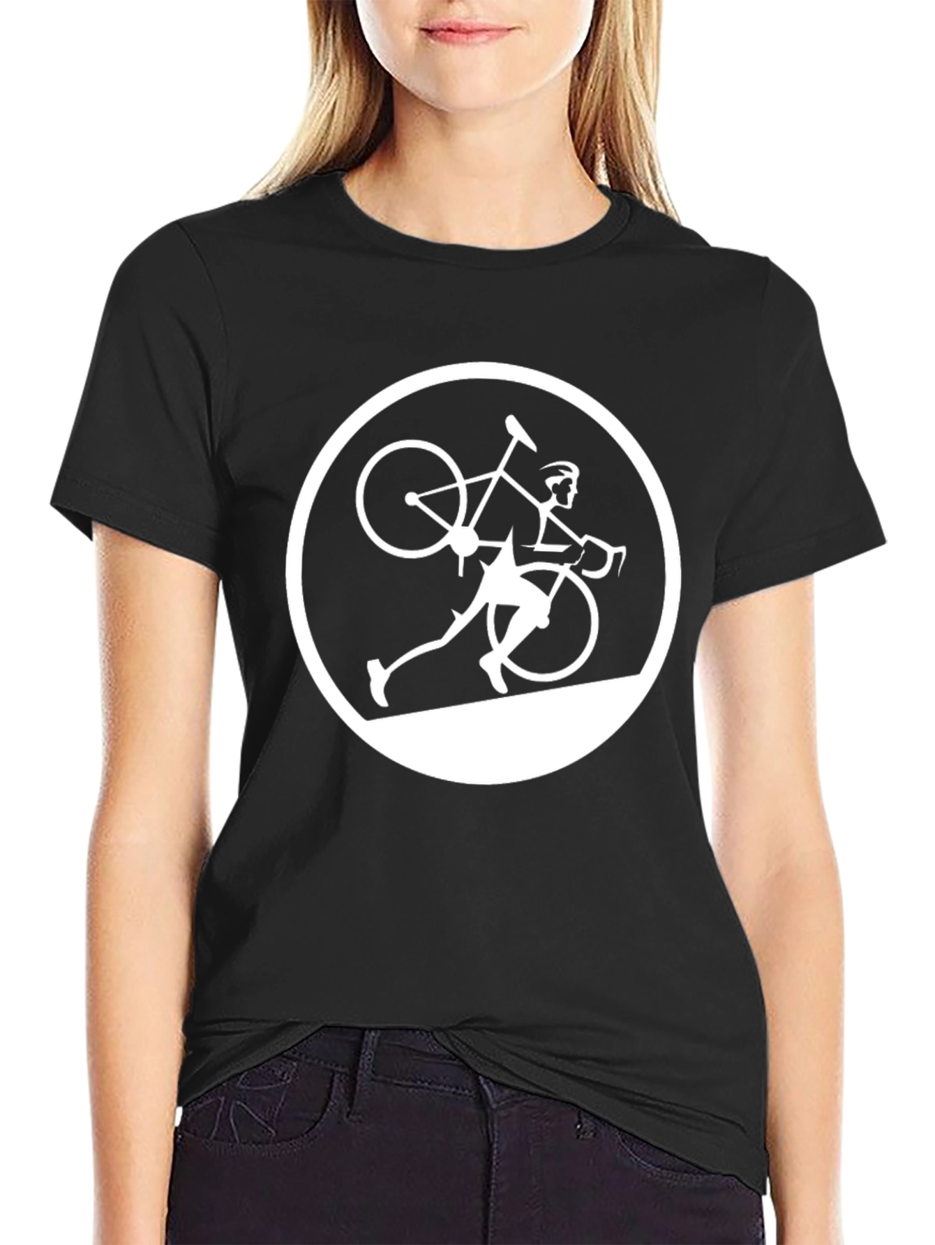 Cyclist Silhouette Graphic Tee - Black