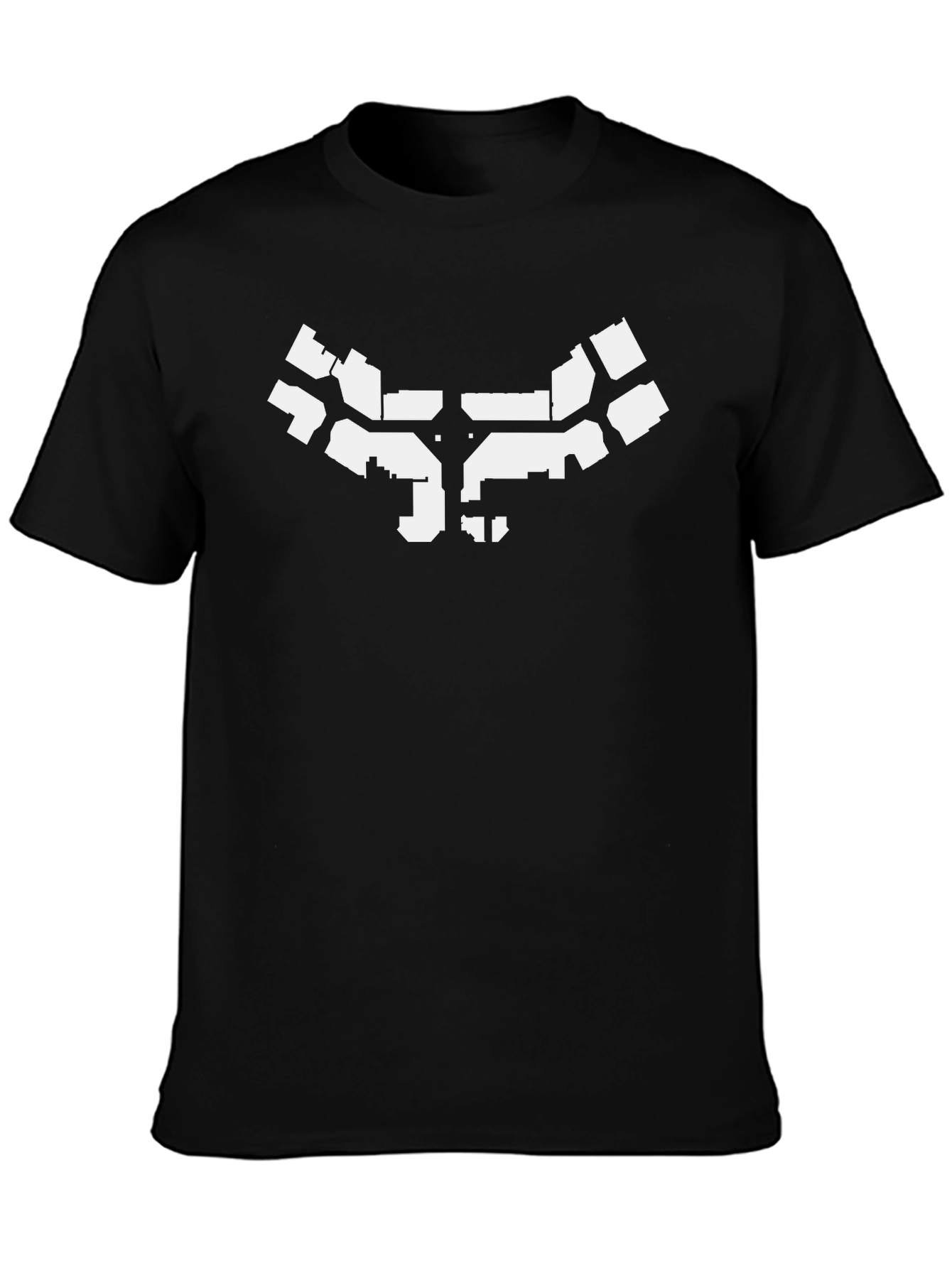 Black Tee with Abstract White Graphic