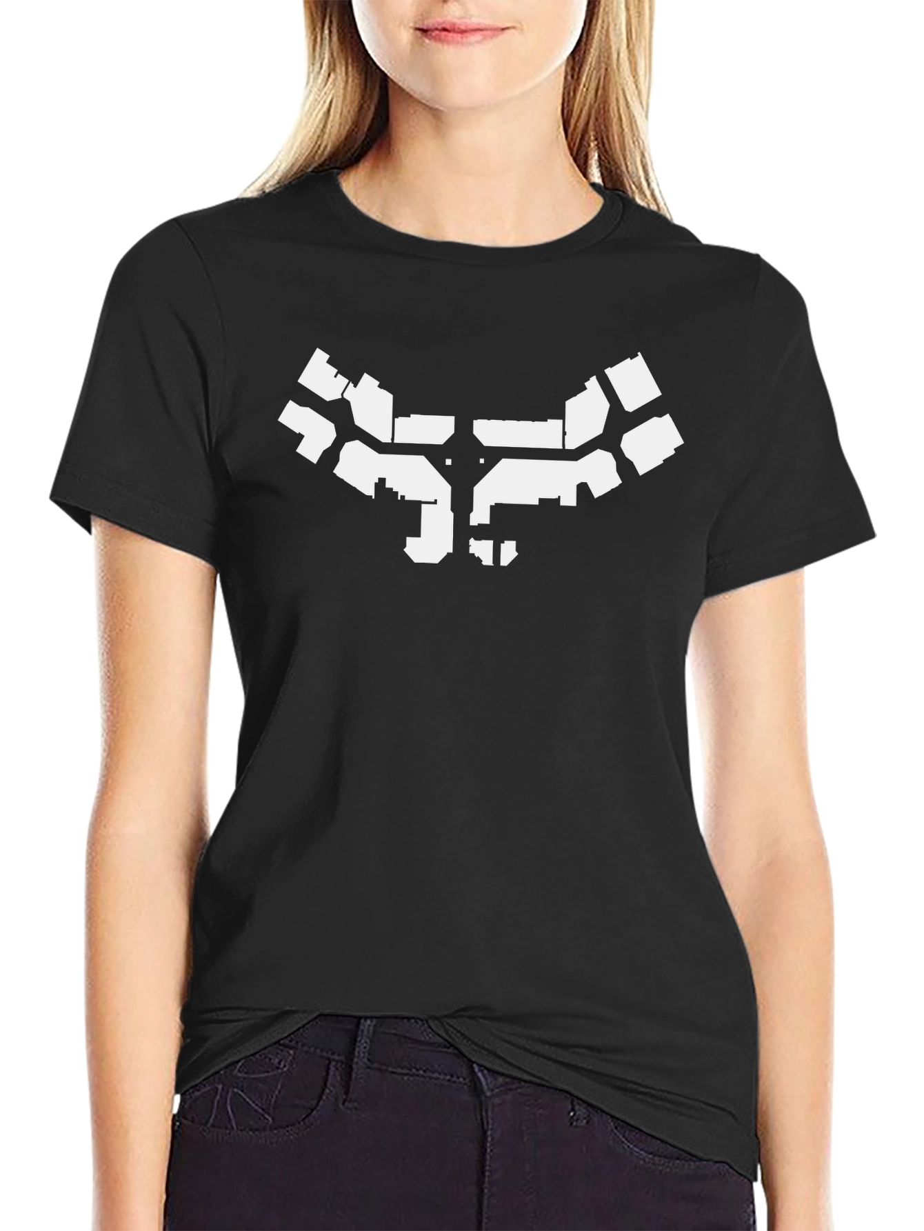 Black Tee with Abstract White Graphic
